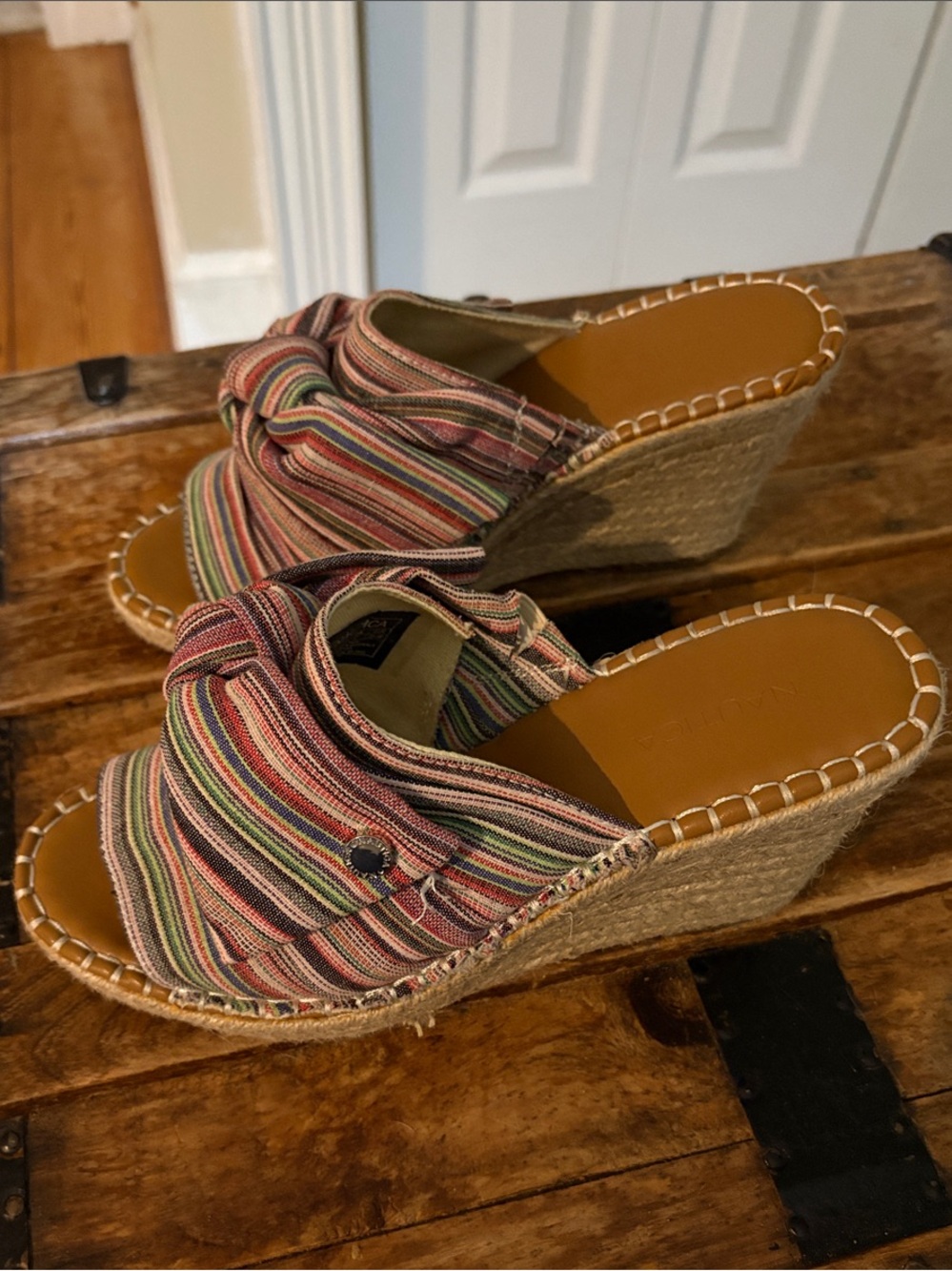 Nautica Multicolor Striped Knot Slide Mules